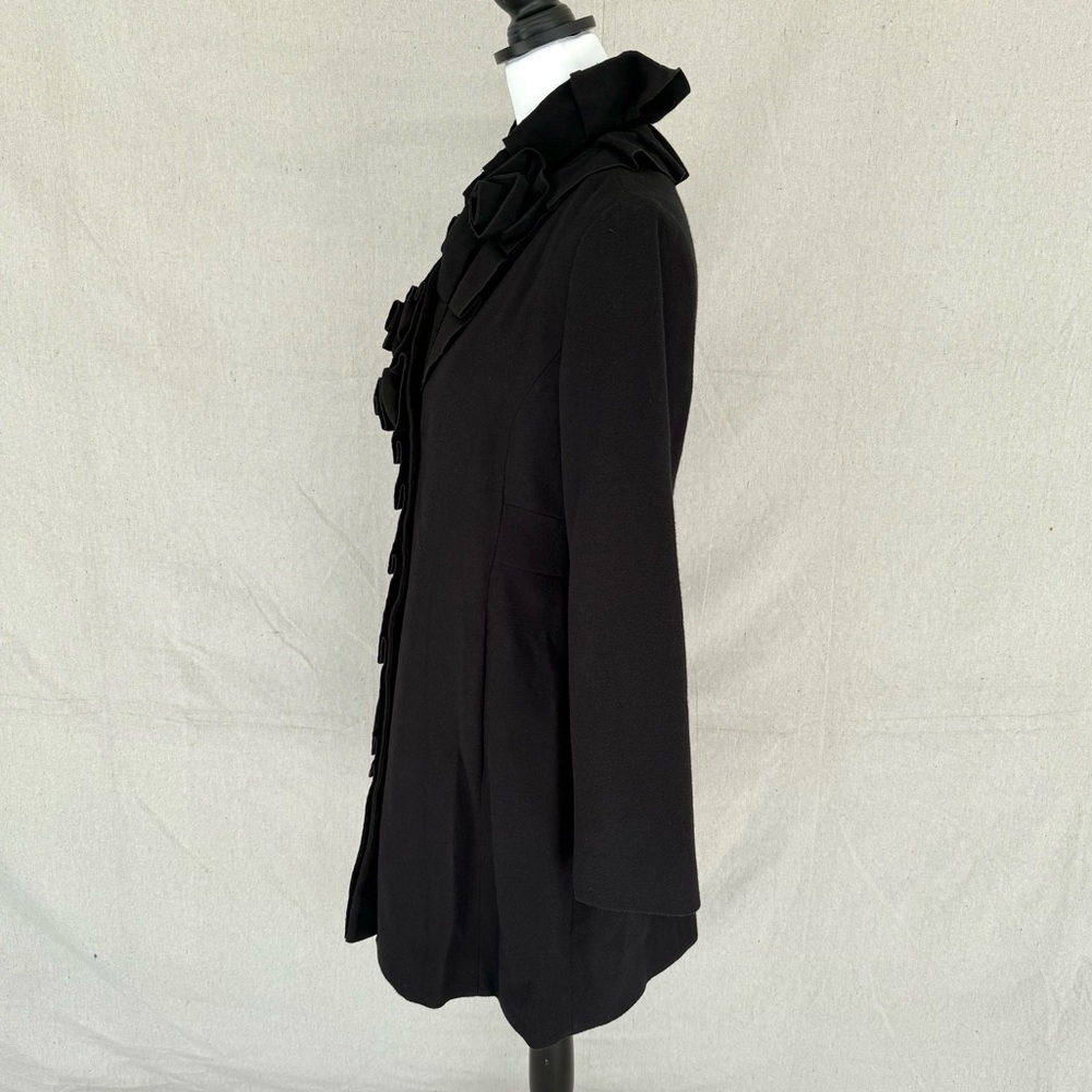 Elle Size Small Black Peacoat with Rose Detail Women's Jacket - Picture 3 of 8